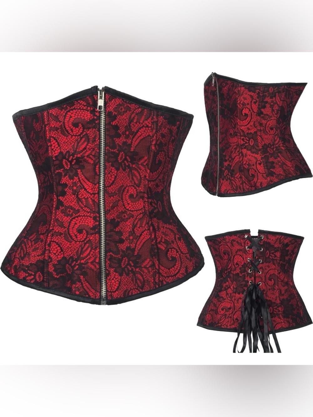 Women’s vintage laced zip up corset‎ top